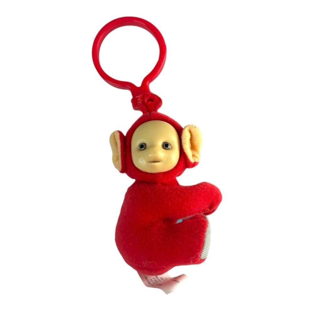 2000 Vintage Teletubbies Red "Po" Clip Keychain Backpack Plush Bag Stuffed Toy
